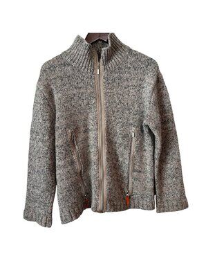 Boren Gray Wool-Blend Zip-Up Cardigan Sweater L